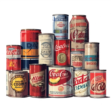 cans 1920s, clipart, white background