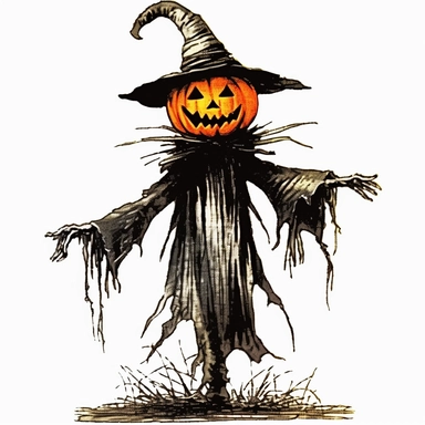 halloween scarecrow clipart clipart, in the style of mysterious expressionism, realistic yet stylized, 1970–present, associated press photo, halloween, gothic-influenced, high definition image,