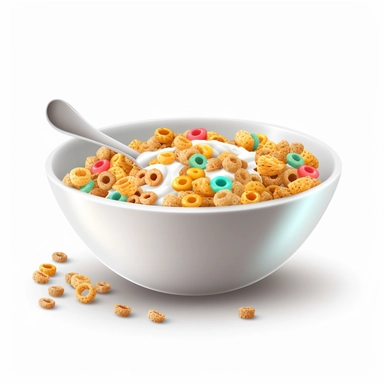 Vector illustration clipart>Bowl of cereal with milk and spoon