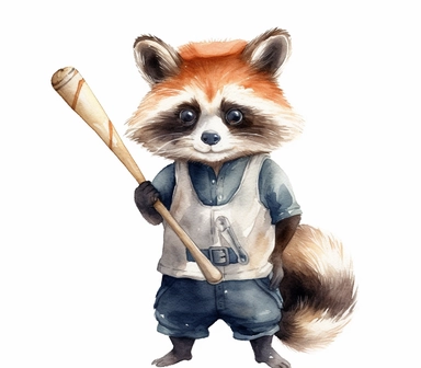 create watercolor clipart of letter Y , cute animal in baseball costumes with baseball, incredibly high detail, 16k, gorgeous, white background