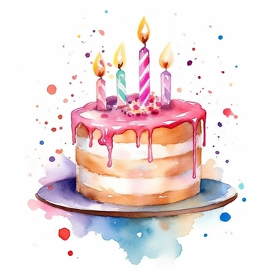 watercolour painting birthday cake clip art