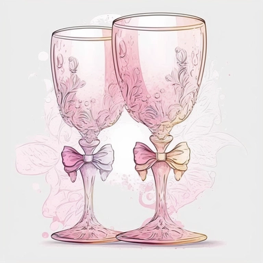 Pink Goblets, wedding Pink Goblets, extremely detailed, illustration clipart, white background
