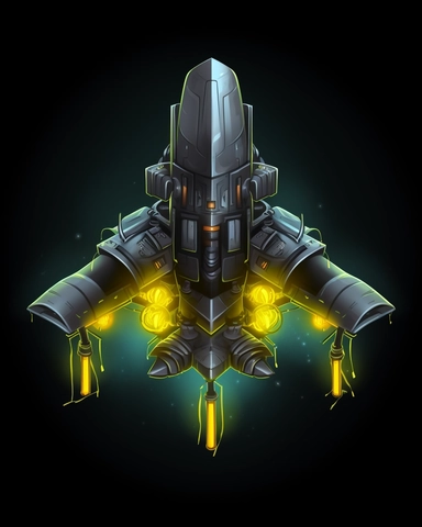 isometric perspective, game sprite, futuristic small spaceship hanger concept, gaming asset, sci-fi, fun, creative, cartoon, clipart, hyper-detailed, black background,