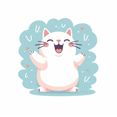 kawaii minimalist cat jump clipart, white background