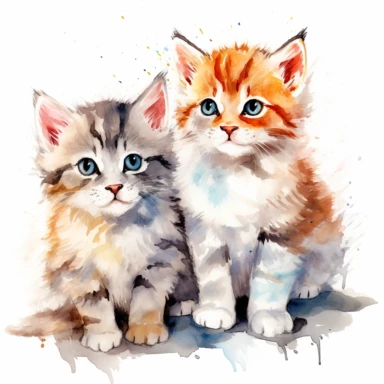 watercolor clipart of kittens