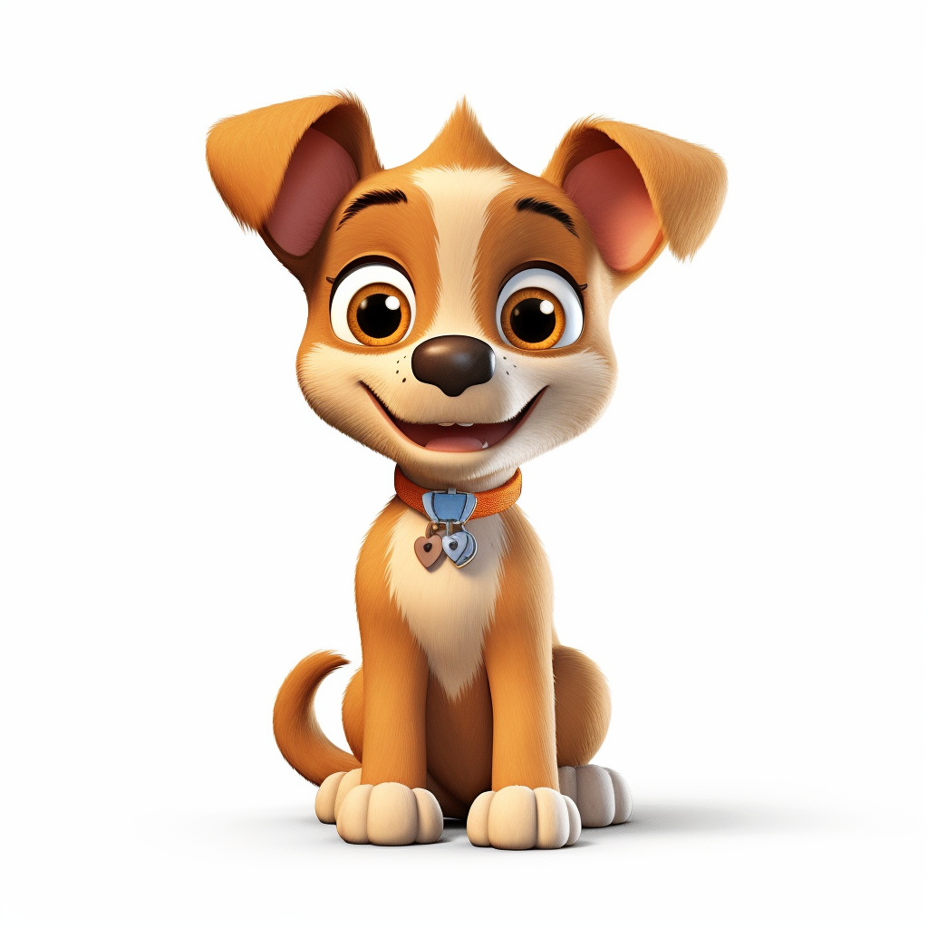 an adorable cute happy puppy dog with big puppy eyes, 3D image, full ...