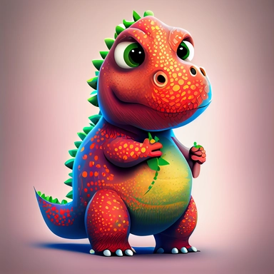 baby red fat dinosaurus with a fat belly, big sparkling eyes (complete shape, not cut), on a white background, hand draw Illustration clipart, 4K, extremely detailed, detail to every pixel