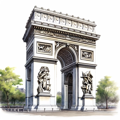 clipart Arc de Triomphe France , white background
