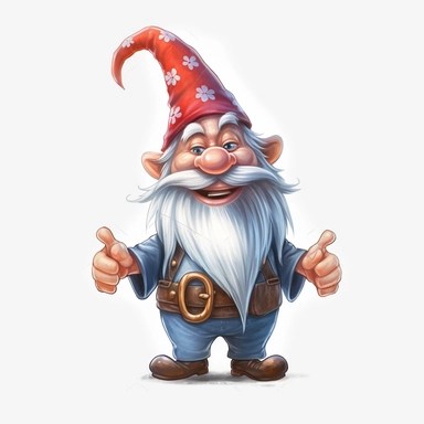 clipart that captures the charm of mischievous hand-drawn illustration of a gnome with long beard, pointy hat, and mischievous smile, with a white background in a magical and enchanting style, lovely, whimsical, 3D vector art, cute and quirky, fantasy art, Adobe Illustrator, hand-drawn, digital painting, character-focused, 4K resolution, photorealistic rendering, character-focused and chess pieces, using Cinema 4D, aquarelle painting, romantic light, ultra-details, photorealistic, realistic ,gel