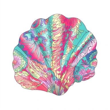 seashell in the style of lilly pulitzer isolated on a white background, vibrant colors, in the style of clipart