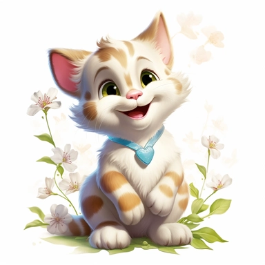 clipart, cute cat, classic disney, spring, no text