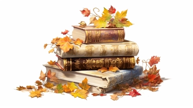 isolated on white illustration watercolor art of a stack of vintage books with beautiful embossed spines, autumn leaves, puddles, rain, branches, september, masterpiece by Hans Zatzka style and by Vladimir Kush style and by Ivan Fedorovich Choultse style, Baroque fashion, PNG clipart, isolated on white, extreme photorealistic details, 32k HD resolution, realistic high detailization high resolution , ultrarealistic, hyper realistic, photography, detailed 8k, extremely detailed