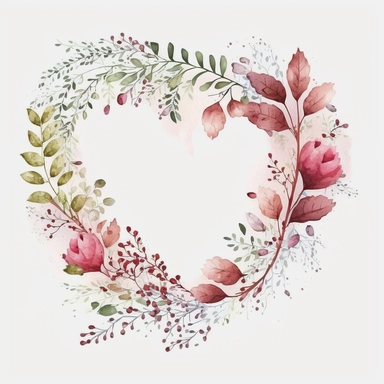 Watercolor Valentine, Valentine clipart, Heart clipart, Valentine PNG, Love clipart, Valentineday clipart, Heart wreath, Pink clipart, on white background