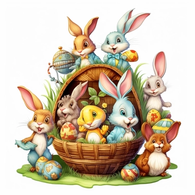 easter clipart, cartoon style, no background
