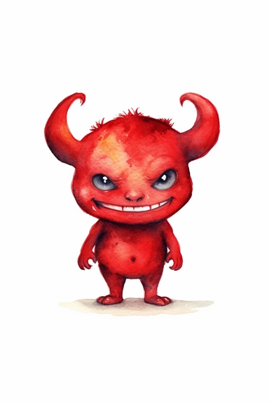 devil watercolor clipart cute isolated on white background