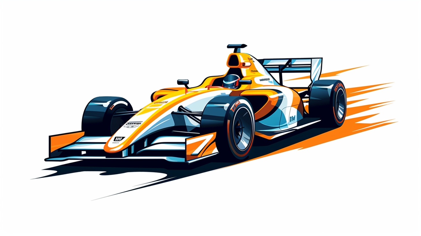 Contemporary vector clipart featuring a stylized indy car, represented ...