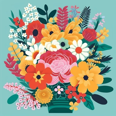 Beautiful floral bouquet clipart in the style of hiroshi nagai, featuring an assortment of exquisite flower arrangements, perfect for Mother's Day cards and gifts.