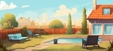 large backyard on a sunny day clipart