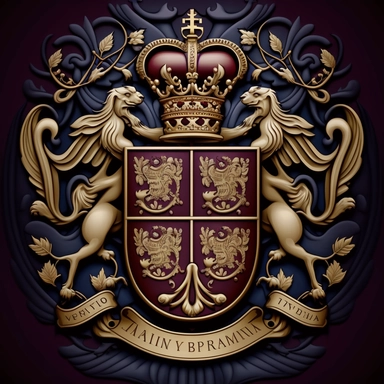 Create a clipart of an emblematic royal seal with intricate heraldic designs, such as a coat of arms or a stylized monogram. This clipart can symbolize the official stamp of authority and authenticity for the coronation