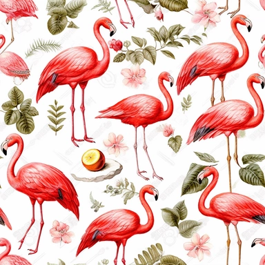 Vintage flamingo clipart set, illustrations