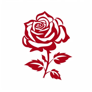 red rose flower silhouette vector flat simple identification symbol white backround white background minimalistic clipart png svg