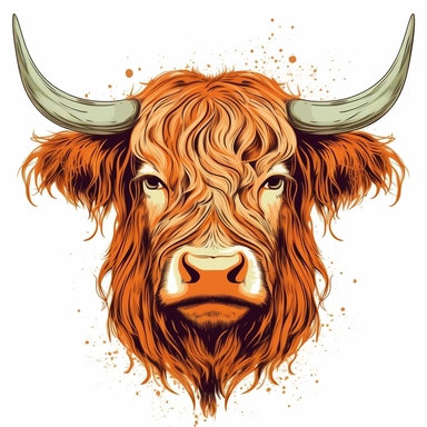 highland cow head clipart