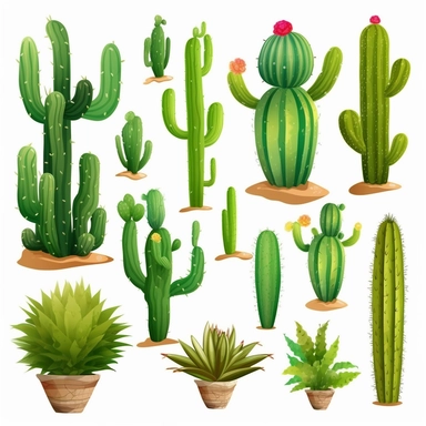 Animation Cactus plants clipart, single design, 8k)