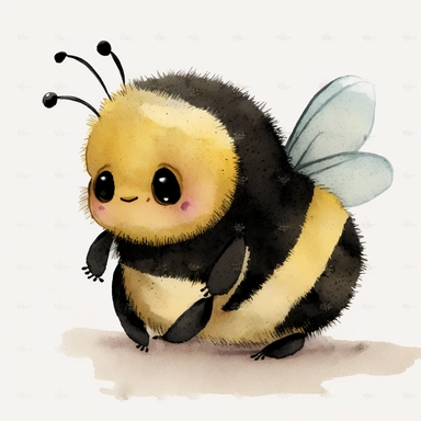 detail cute disney bumble bee watercolour art style nursery clipart, plain background