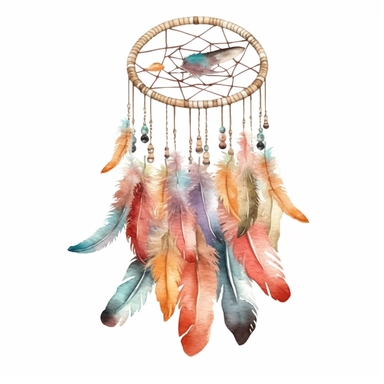 realistic watercolor boho baby Crib Mobile, isolated white background, babyshower clipart, 8k, soft multicolor boho colors
