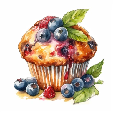 hand painted muffin clipart for cookbook illustration no background