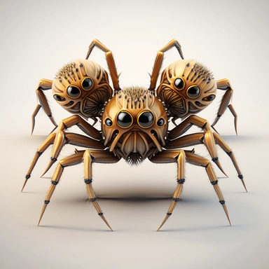 3D Cartoon in form of spider with three heads,clipart mascot,transparent background, 128K,supermega pixel, insane detail, hyper detailed,huge details, UHD, 8K