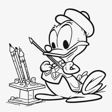 only outline of cartoon donald duck for children's drawing clipart