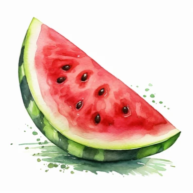 watercolor colorful clipart of a juicy watermelon slice, hd, on white background