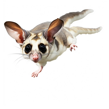 A clipart of a sugar glider in mid-flight, with its patagium fully extended, created on a white background.