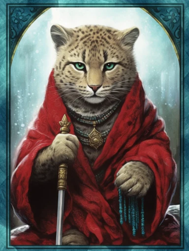tarot card with Jaguar Cub as Jedi master, clipart png, WHITE BACKGROUND, photorealistic, painting, watercolor, 8k, ultra details,