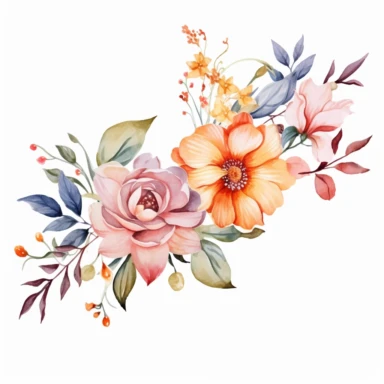 Watercolor Floral Border Clipart with Transparent Background Illustration Flowers Botanical Nature white background