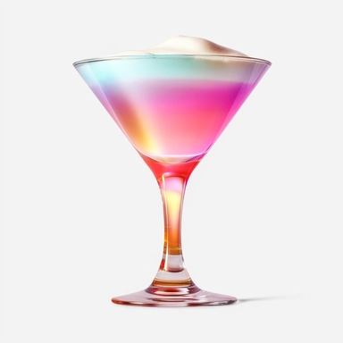 Classic french martini, no ice in the glass, white foam layer on top of the liquid, bold colors, retro neon style, photorealistic, high-resolution photography, transparent background PNG clipart – ar 16:9