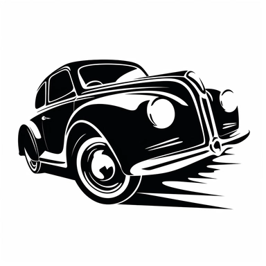 modern car clip art, black and white, very simple, logo design, clip art, modern car