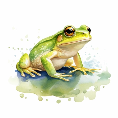 a Watercolor Green Frog Clipart