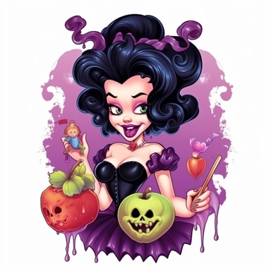 , What if snow white was the evil queen , Purple and green, Halloween , Poison apple , Clipart, vector