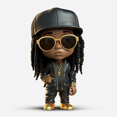 A black chibi girl incarnate in a 3d wearing white clothes, full cap, sunglasses and gold PNG, Black cool gangster girl png, Afro fashion girl black clipart, Black girl Dreadlock png, black magic girl