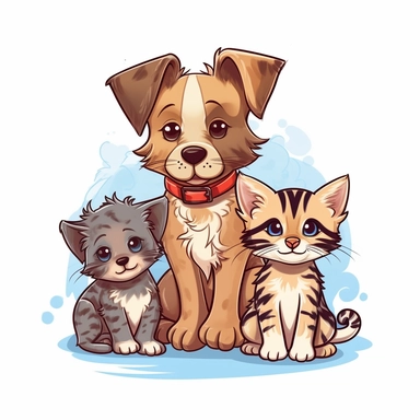 cats and dogs clip art
