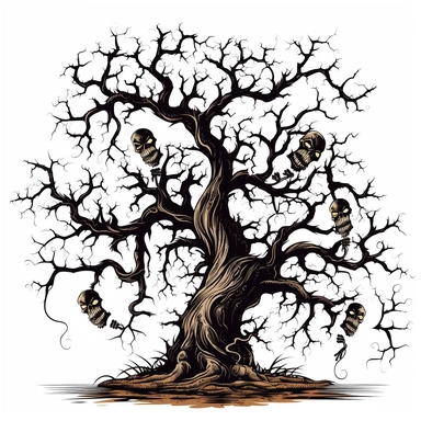 Spooky Tree Halloween Clipart on a white background