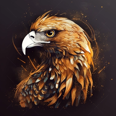 vector art, logo design, Golden Eagle drawing,Golden Eagle clipart, transparent background, 4k quality, flawless drawing , Alebrije, abstract, Illustrators, by Sabbas Apterus