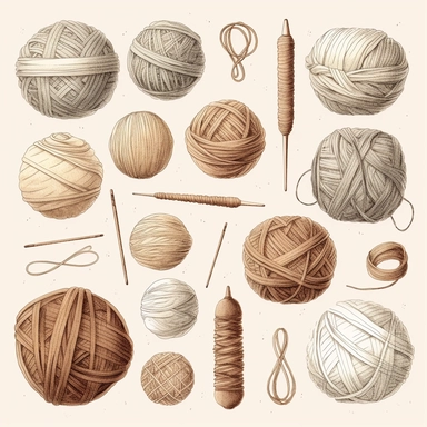 Watercolor Clip Art Hobby Knitting and Crocheting , Wool Yarn Cute Clipart Set. Delicate browns, creams and beige. Collection of hand drawn balls of yarn for knitting - Image #2 <@1098423716465102849>