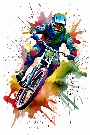 MTB Dirt Bike Downhill Clipart Watercolor Sublimation Art