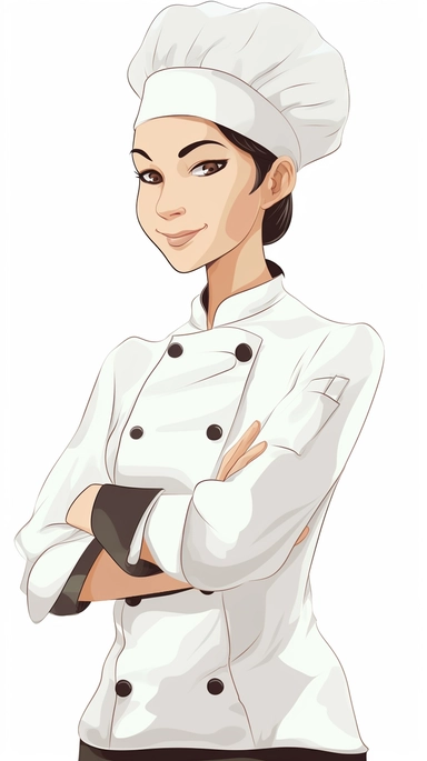 a chef male or female, clipart style, white background