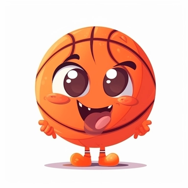 fantasy happy cute basketball player face, cartoon, clipart, mascot, isolated on white background