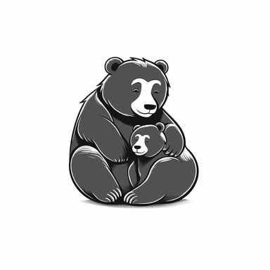 2D Black logo on a white background. Black cute bears hugging Clipart. NO SHADING. KEEP THE LOGO SIMPLIFIED