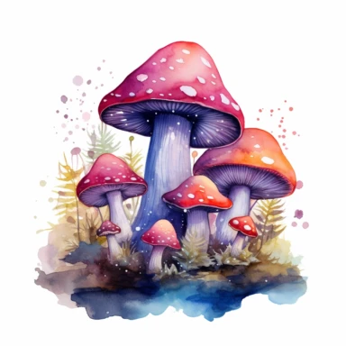 Watercolour Magic Mystical Mushrooms clipart
